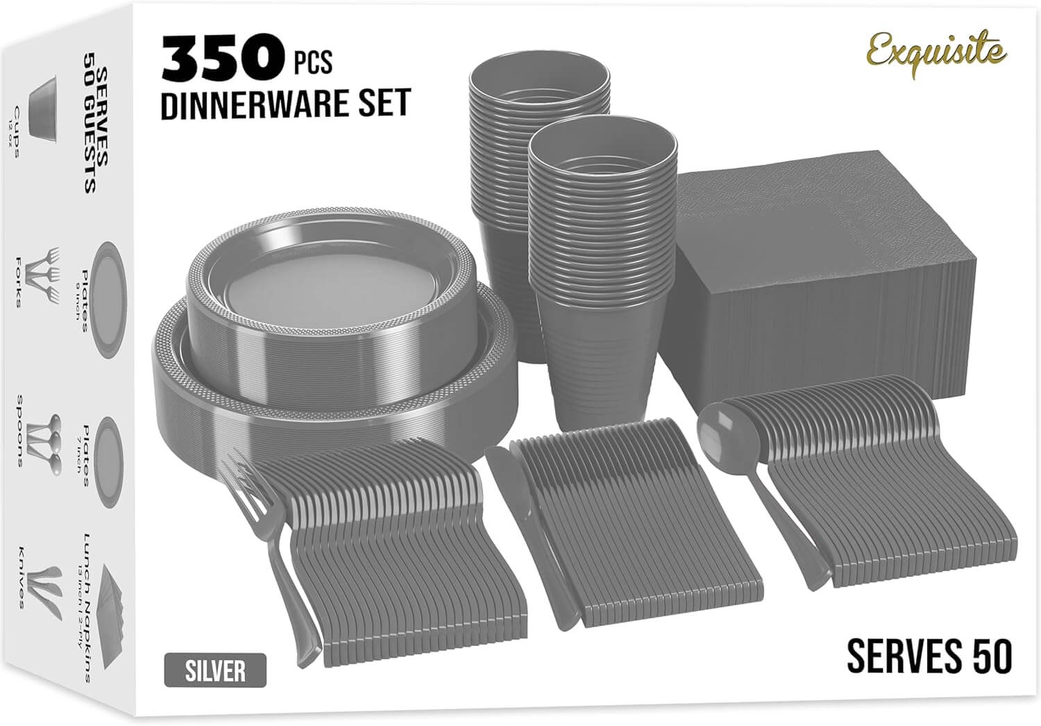 350 Solid Color Tableware Combo | silver